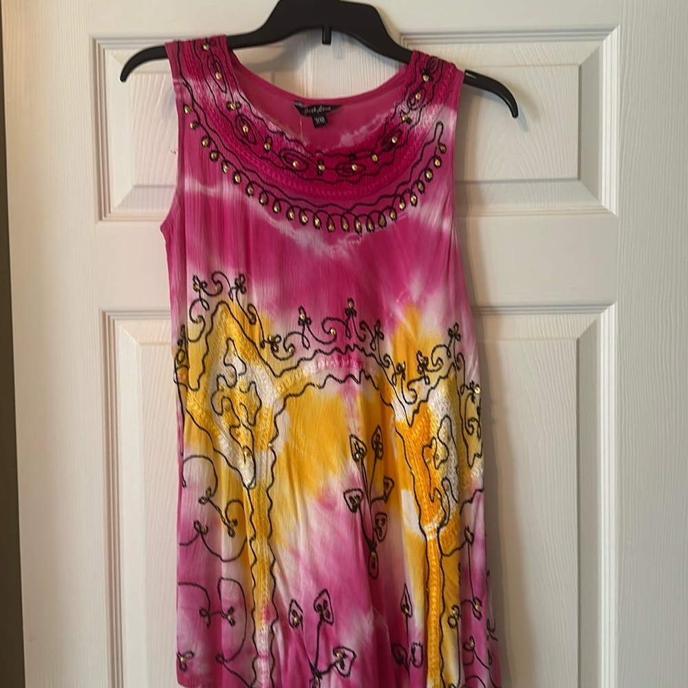 (New) Girl’s swimsuit cover tie dye pink and orange dress